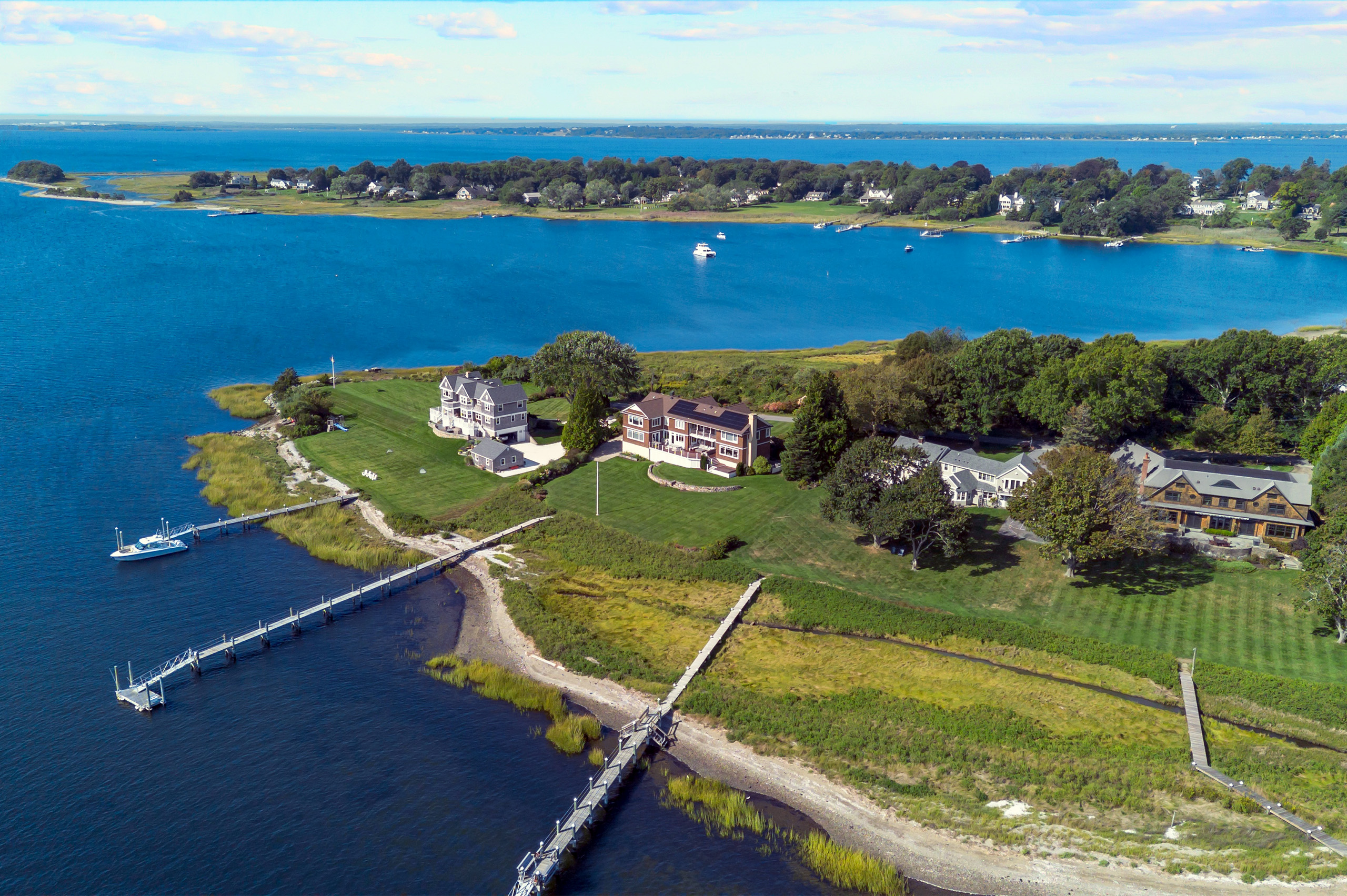 Arial view of Adams Point in Barrington, RI.